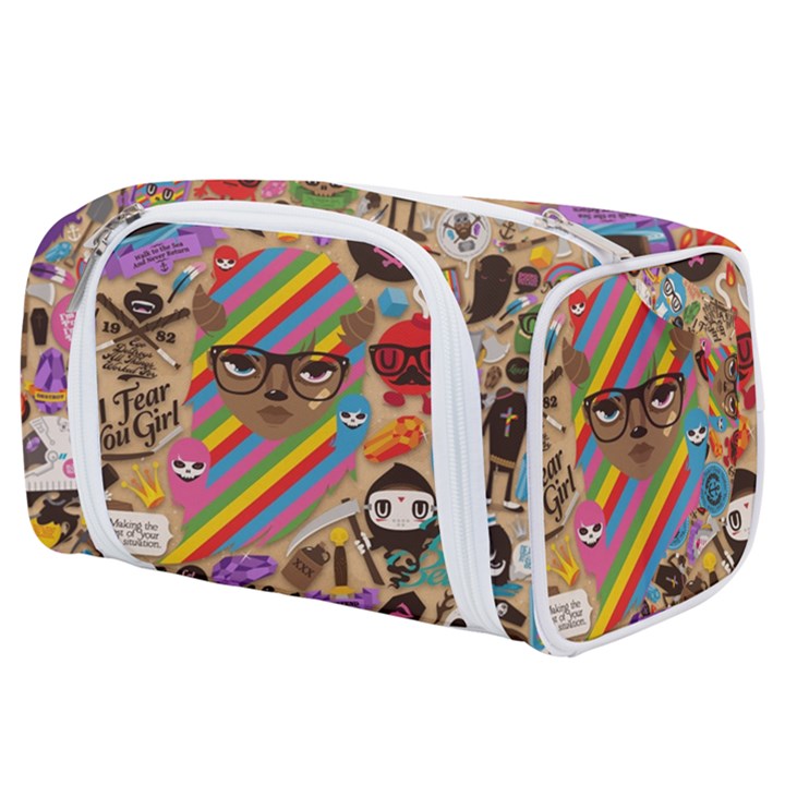 Multicolored Doodle Art Wallpaper Toiletries Pouch