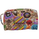 Multicolored Doodle Art Wallpaper Toiletries Pouch View3