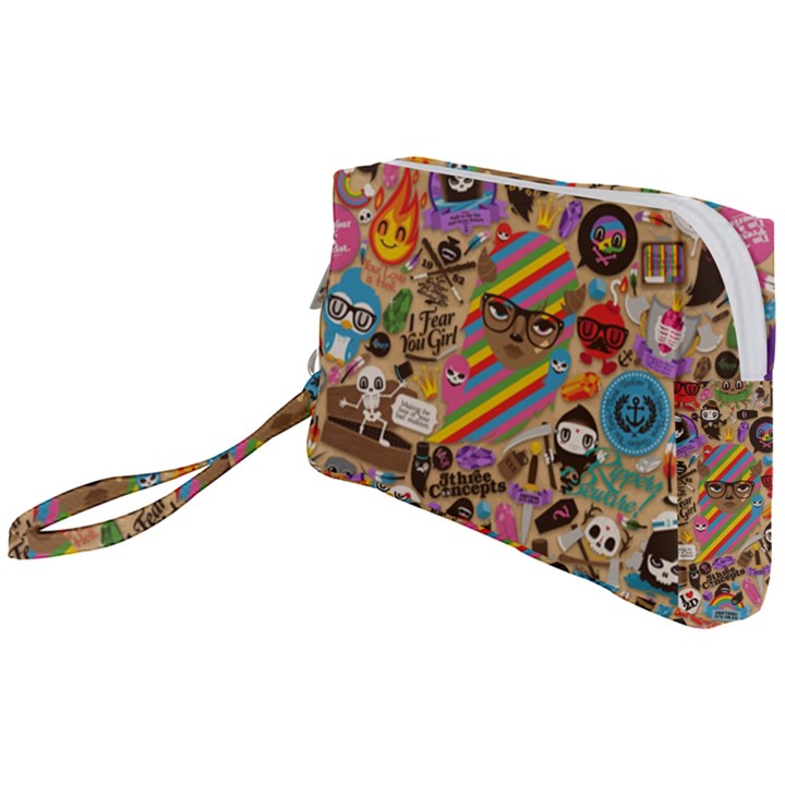 Multicolored Doodle Art Wallpaper Wristlet Pouch Bag (Small)