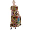 Multicolored Doodle Art Wallpaper Button Up Short Sleeve Maxi Dress View2