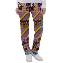 Multicolored Doodle Art Wallpaper Women s Casual Pants by Cowasu