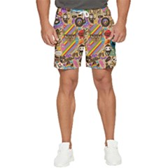 Multicolored Doodle Art Wallpaper Men s Runner Shorts by Cowasu