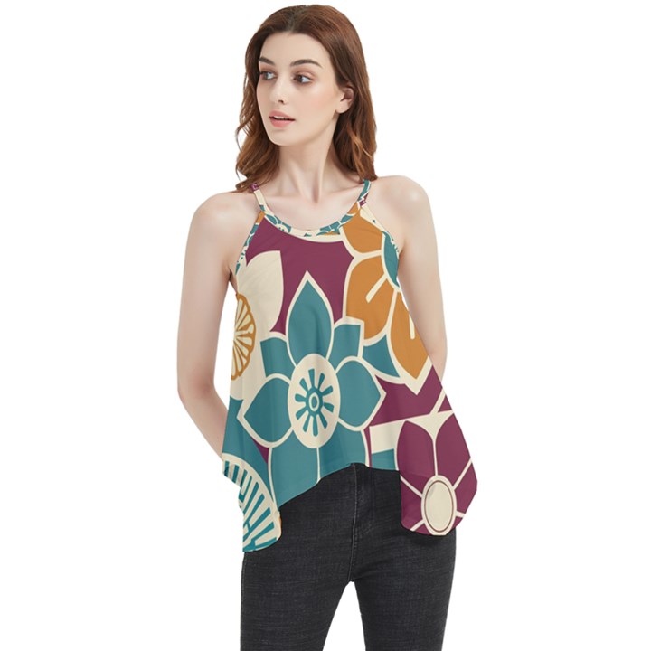 Japanese Folk Art Flowy Camisole Tank Top