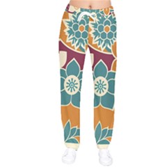 Japanese Folk Art Women Velvet Drawstring Pants