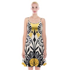 Flowers Pattern Spaghetti Strap Velvet Dress