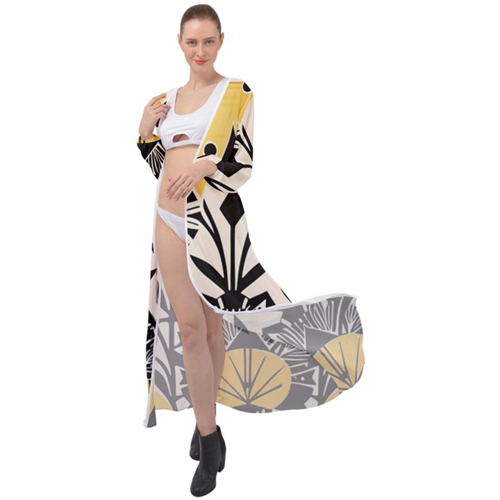 Flowers Pattern Maxi Chiffon Beach Wrap