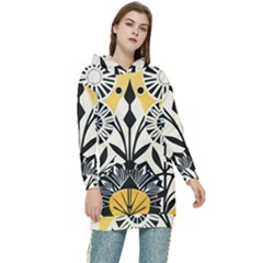 Flowers Pattern Women s Long Oversized Pullover Hoodie