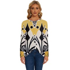 Flowers Pattern Long Sleeve Crew Neck Pullover Top by danenraven