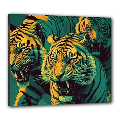 Tiger Canvas 24  X 20  (stretched) by danenraven