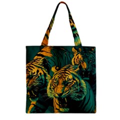 Tiger Zipper Grocery Tote Bag by danenraven