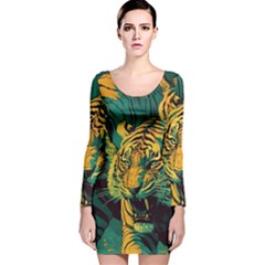 Tiger Long Sleeve Velvet Bodycon Dress