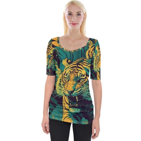 Tiger Wide Neckline Tee by danenraven