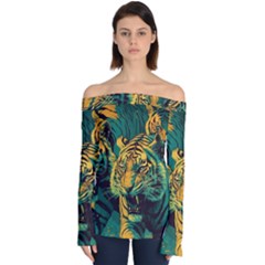 Tiger Off Shoulder Long Sleeve Top by danenraven