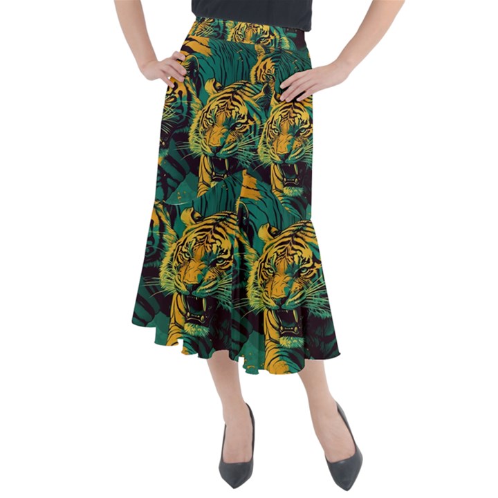 Tiger Midi Mermaid Skirt