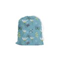 Butterfly Flower Blue Background Drawstring Pouch (Small) View1