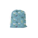 Butterfly Flower Blue Background Drawstring Pouch (Small) View2