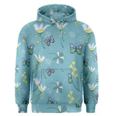 Butterfly Flower Blue Background Men s Core Hoodie