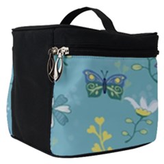 Butterfly Flower Blue Background Make Up Travel Bag (small) by danenraven