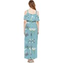 Butterfly Flower Blue Background Draped Sleeveless Chiffon Jumpsuit View2