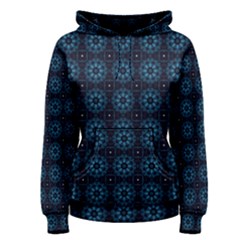 Blue Floral Pattern Geometric Pattern Women s Pullover Hoodie