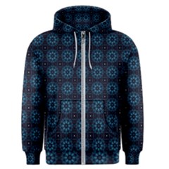 Blue Floral Pattern Geometric Pattern Men s Zipper Hoodie