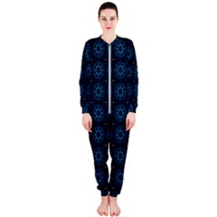 Blue Floral Pattern Geometric Pattern Onepiece Jumpsuit (ladies)