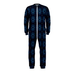 Blue Floral Pattern Geometric Pattern Onepiece Jumpsuit (kids)