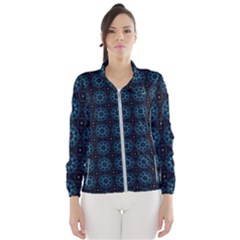 Blue Floral Pattern Geometric Pattern Women s Windbreaker