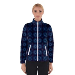 Blue Floral Pattern Geometric Pattern Women s Bomber Jacket