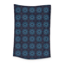 Blue Floral Pattern Geometric Pattern Small Tapestry