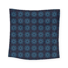 Blue Floral Pattern Geometric Pattern Square Tapestry (small)