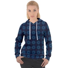 Blue Floral Pattern Geometric Pattern Women s Overhead Hoodie