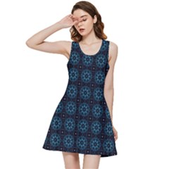 Blue Floral Pattern Geometric Pattern Inside Out Racerback Dress by danenraven