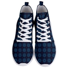 Blue Floral Pattern Geometric Pattern Men s Lightweight High Top Sneakers by danenraven