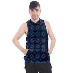 Blue Floral Pattern Geometric Pattern Men s Sleeveless Hoodie by danenraven