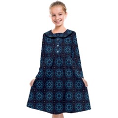 Blue Floral Pattern Geometric Pattern Kids  Midi Sailor Dress by danenraven