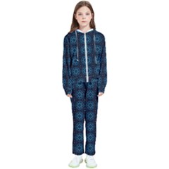 Blue Floral Pattern Geometric Pattern Kids  Tracksuit