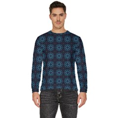 Blue Floral Pattern Geometric Pattern Men s Fleece Sweatshirt