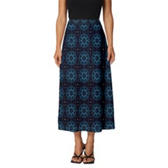 Blue Floral Pattern Geometric Pattern Classic Midi Chiffon Skirt by danenraven