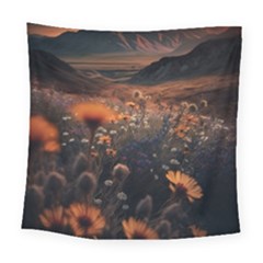 Mountains Flowers Flora Botany Nature Square Tapestry (large)