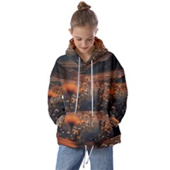 Mountains Flowers Flora Botany Nature Kids  Oversized Hoodie