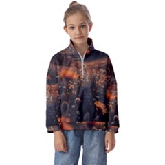 Mountains Flowers Flora Botany Nature Kids  Half Zip Hoodie