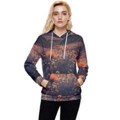 Mountains Flowers Flora Botany Nature Women s Lightweight Drawstring Hoodie