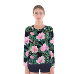 Flower Roses Pattern Floral Nature Women s Long Sleeve Tee