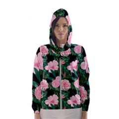 Flower Roses Pattern Floral Nature Women s Hooded Windbreaker