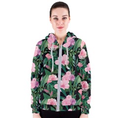 Flower Roses Pattern Floral Nature Women s Zipper Hoodie by danenraven