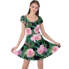 Flower Roses Pattern Floral Nature Cap Sleeve Dress by danenraven