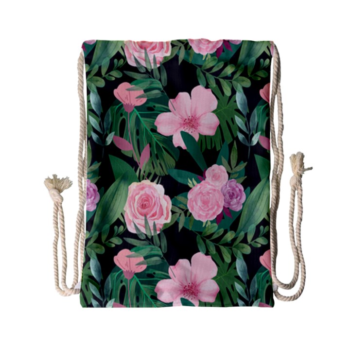 Flower Roses Pattern Floral Nature Drawstring Bag (Small)