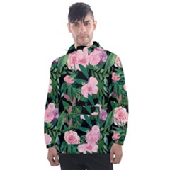 Flower Roses Pattern Floral Nature Men s Front Pocket Pullover Windbreaker