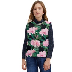 Flower Roses Pattern Floral Nature Kid s Short Button Up Puffer Vest	